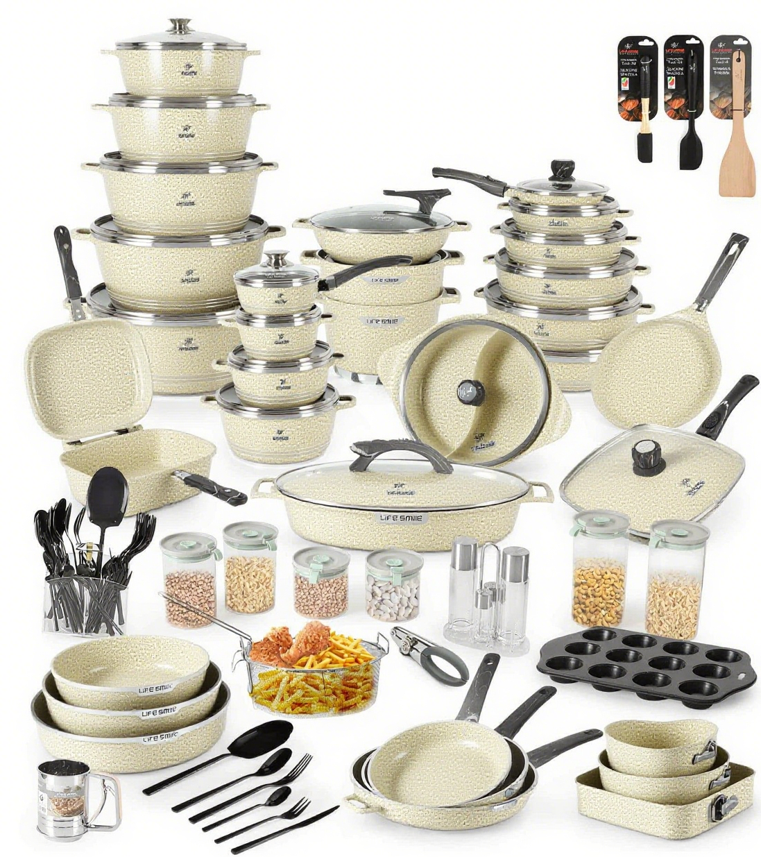 Complete 134 Piece Cooking & Kitchenware Set Premium.